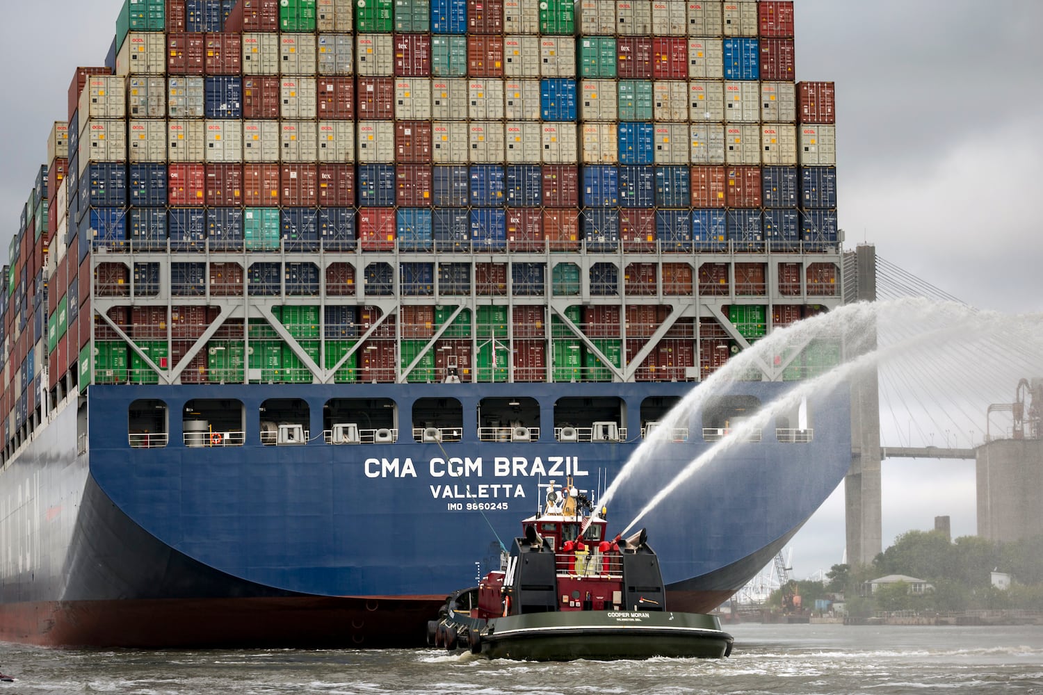 The CMA CGM Brazil Sail Up The Savannah River