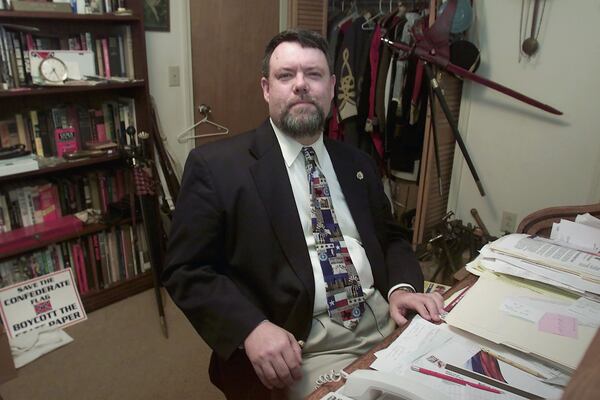 Kirk Lyons is seen in his office on Dec. 4, 2001, around the same time The New York Times article alleging his "racist ties" ran.