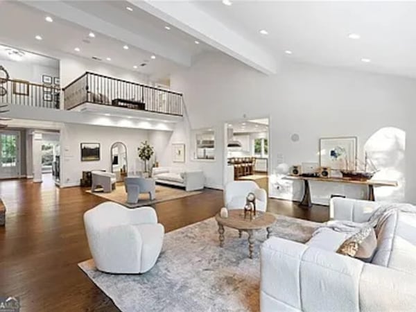 The main floor living area inside the home Zac Brown is selling in Cumming on Lake Lanier. (Courtesy of Ansley/Christie's)