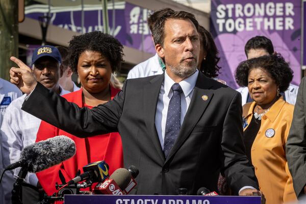 Council President Doug Shipman speaks at a press conference outside the WellStar Atlanta Medical Center Friday, Sep. 02, 2022. Steve Schaefer/steve.schaefer@ajc.com)