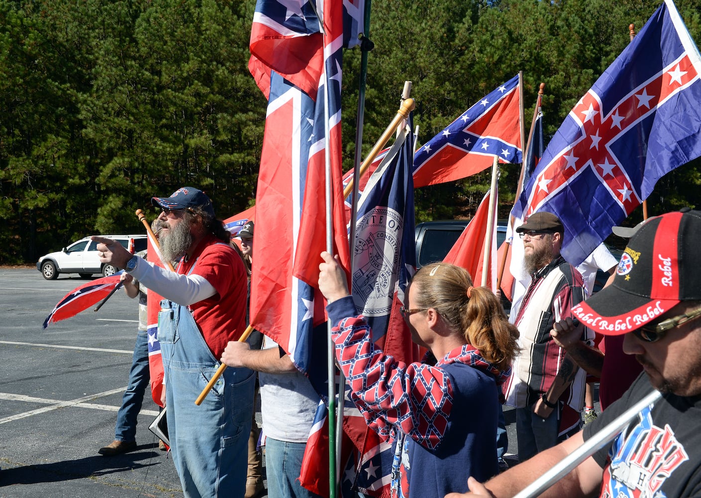 The protest is in response to a proposal to place a MLK memorial on Stone Mountain