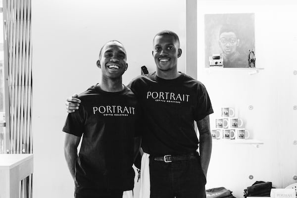 Portrait Coffee co-founders Aaron Fender (right) and Khalid Smith received $50,000 from Google for Startups for their e-commerce coffee business. Courtesy of Portrait Coffee