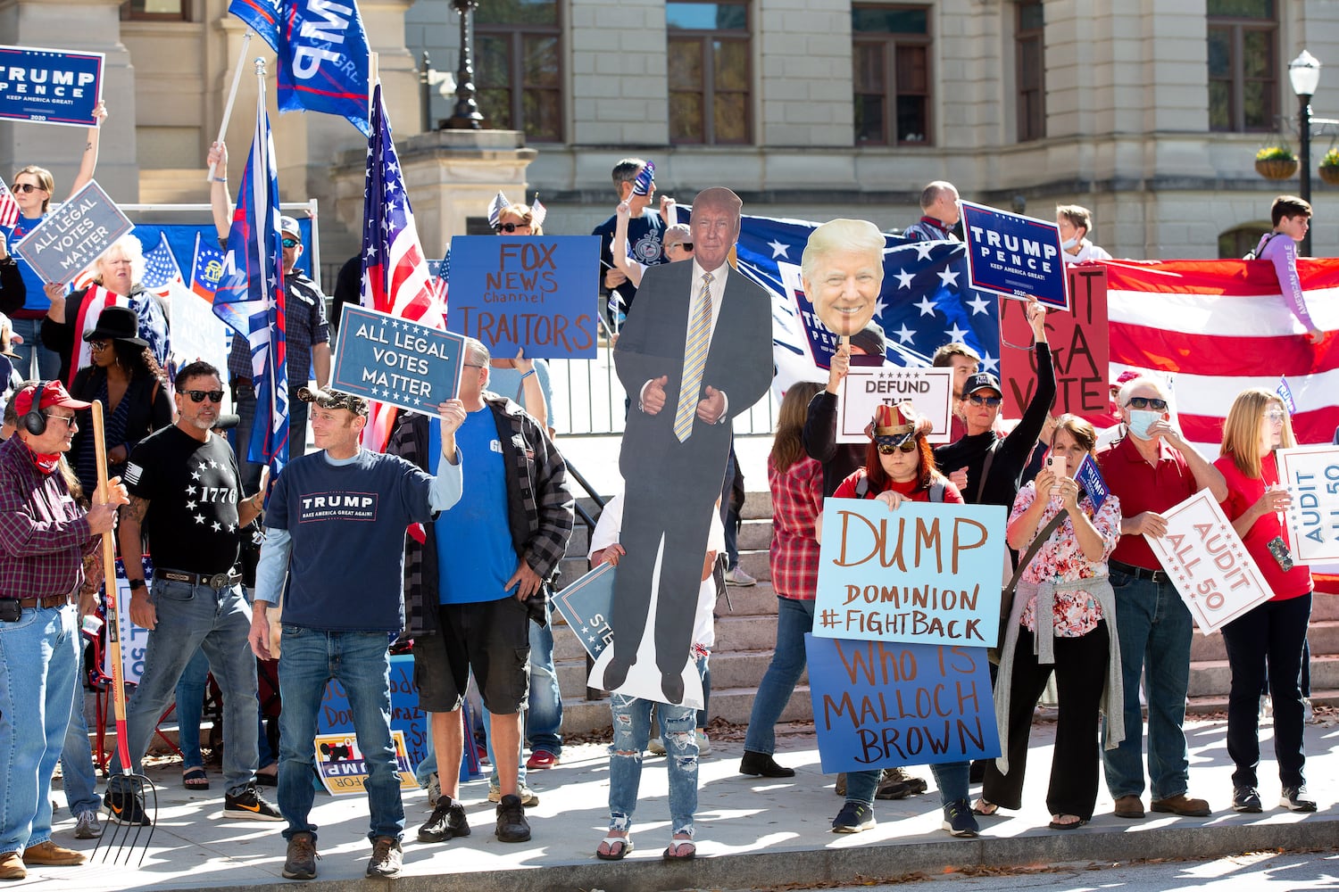 Demonstrate against the election being stolen from President Trump