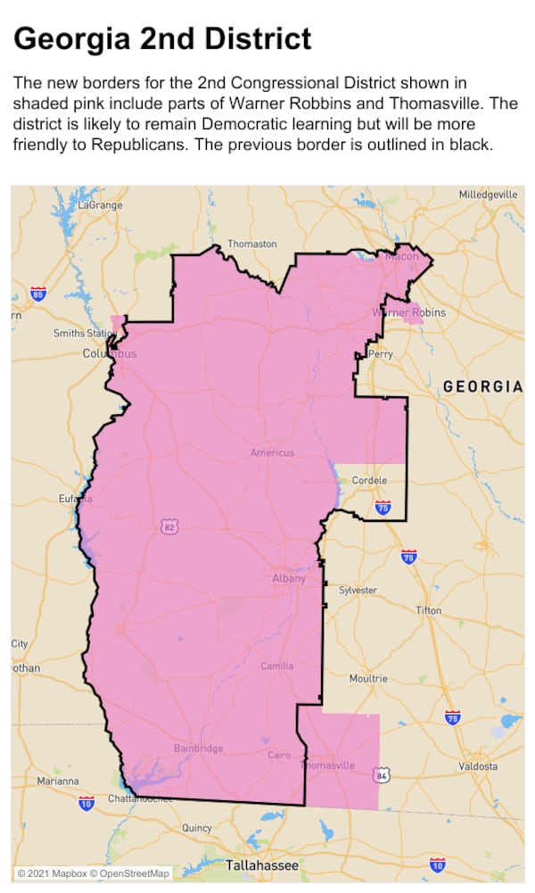 How Georgia's 2nd Congressional District will change.