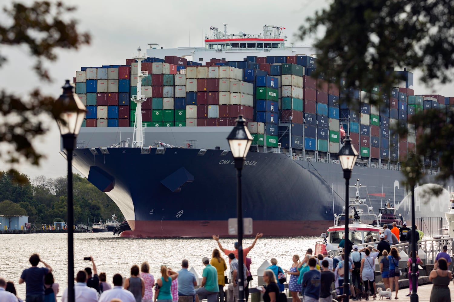 The CMA CGM Brazil Sail Up The Savannah River