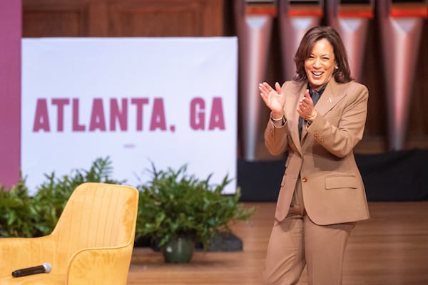 Vice President Kamala Harris speaks to students at Morehouse College in Atlanta on Tuesday, September 26, 2023. (Arvin Temkar/arvin.temkar@ajc.com)