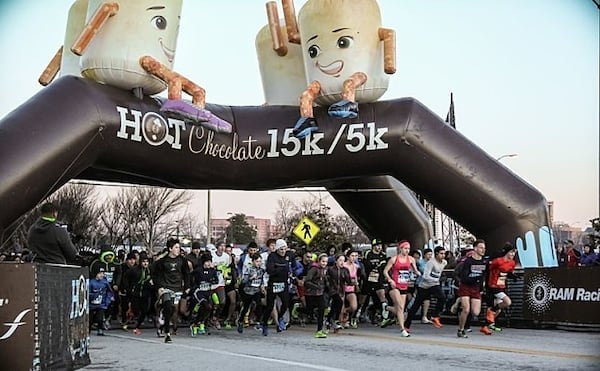 Chocolate treats await runners at the end of the Hot Chocolate 15k and 5k Road Race.