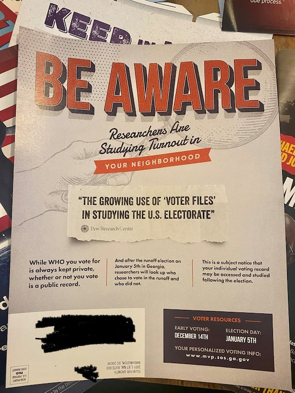 This mailer from the conservative Club For Growth warns voters that "researchers" are reviewing voting files.