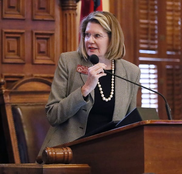 State House Speaker Pro Tem Jan Jones, R-Milton, said she didn’t think a bill to eliminate Georgia’s 4 percent sales tax on menstrual items addresses the goal of removing the burden of taxing women who struggle to afford basic necessities. She moved for funds to be set aside for schools in low-income areas to distribute the products to girls. She also wants county health departments to get more money to help low-income women. Bob Andres / bandres@ajc.com