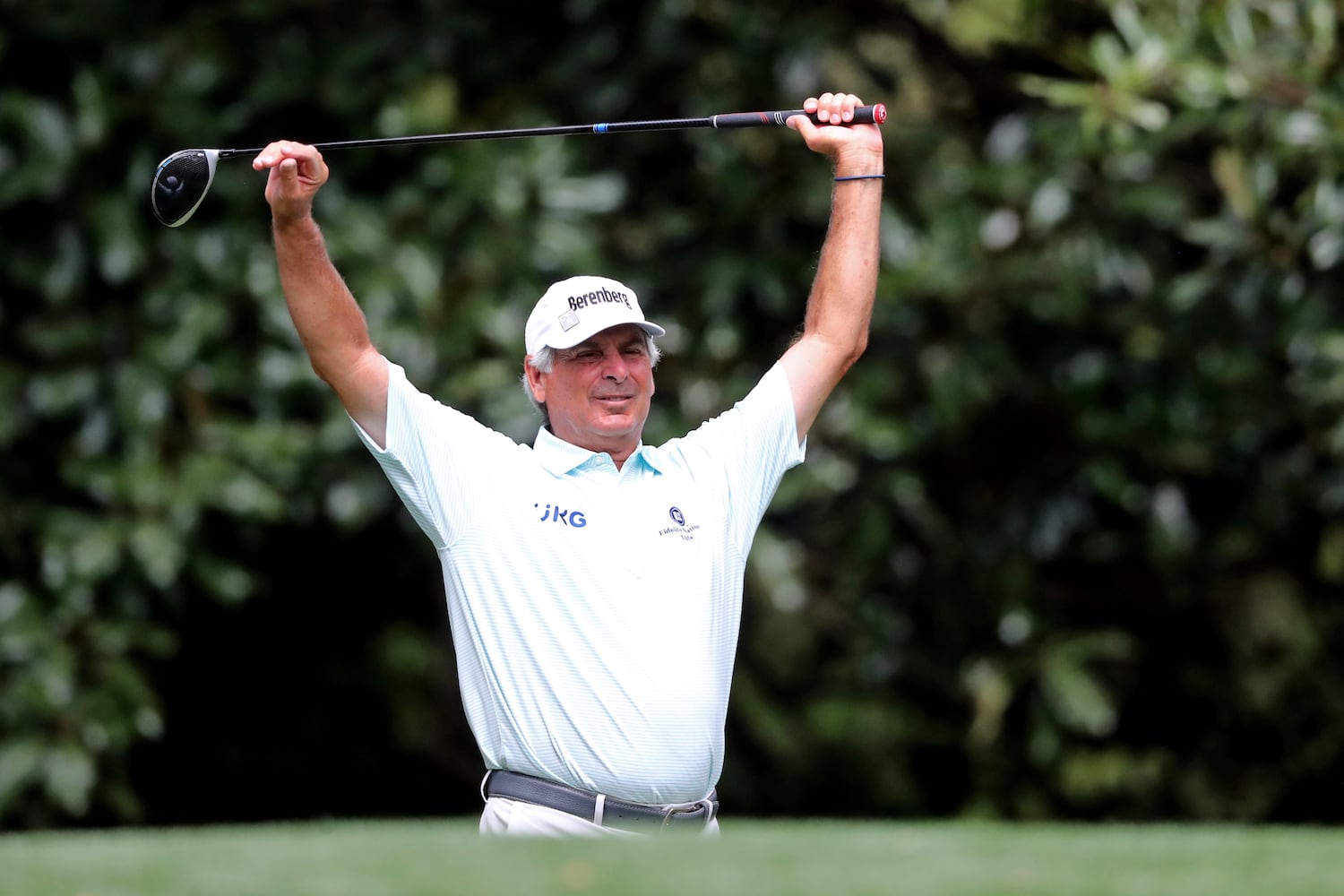 April 8, 2021, Augusta: Fred Couples stretches before he hits his tee shot on the eleventh hole during the first round of the Masters at Augusta National Golf Club on Thursday, April 8, 2021, in Augusta. Curtis Compton/ccompton@ajc.com