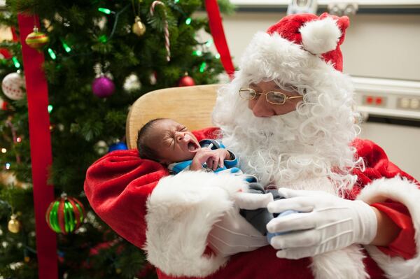 This is the second year Santa has visited the NICU at WellStar Atlanta Medical Center.