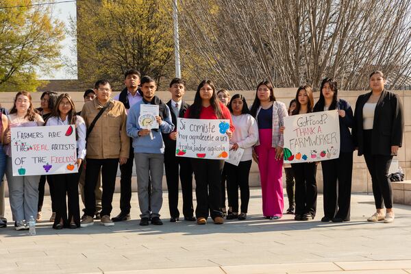 Farmworkers and older children of farmworkers participate in the 2024 “Farmworker Families at the Capitol” event.