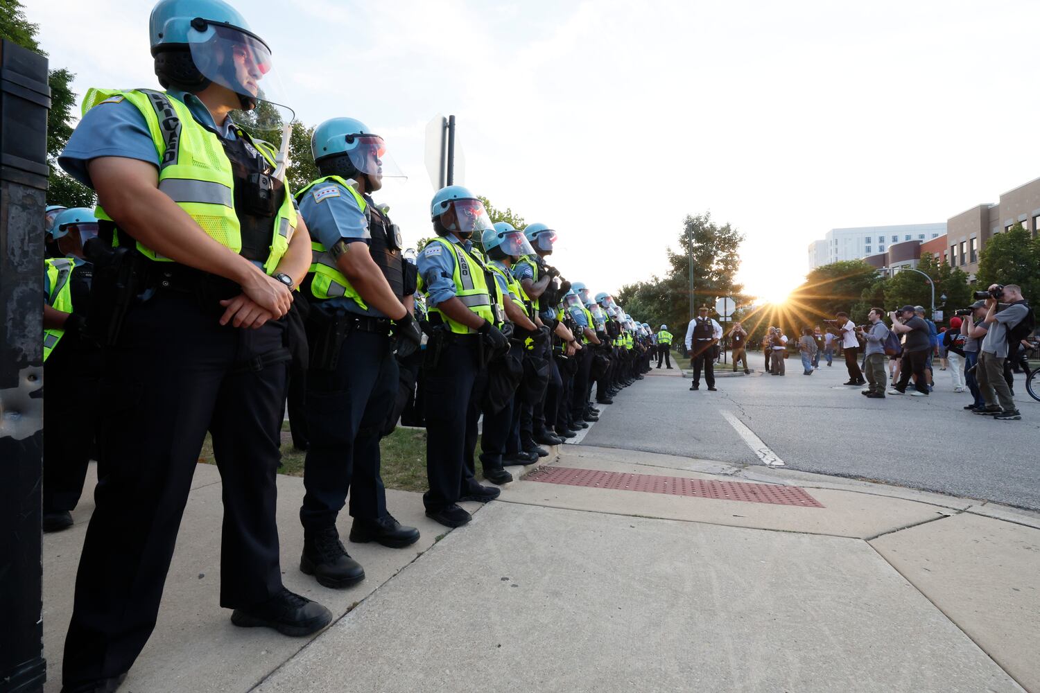 Protesters briefly clash with police.