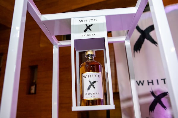 Rapper Quavo partners with White X cognac and attends a tasting at Suite Lounge on Wednesday, January 24, 2024.  (Jenni Girtman for The Atlanta Journal-Constitution)