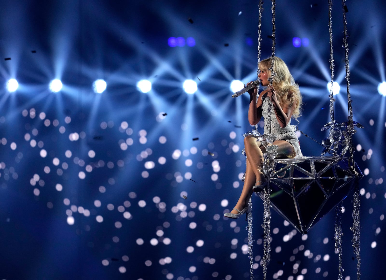 Sabrina Carpenter performs "Please Please Please" during the MTV Video Music Awards on Wednesday, Sept. 11, 2024, at UBS Arena in Elmont, N.Y. (Photo by Charles Sykes/Invision/AP)