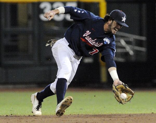 Dansby Swanson, the No. 1 pick of the 2015 draft, is a former Marietta High and Vanderbilt star who could be at shortstop for the Braves as soon as midseason. They got him in a December trade that sent Shelby Miller to Arizona. (AP photo)