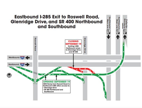 On Monday the Georgia Department of Transportation will open a new eastbound I-285 exit to Glenridge Drive and Ga. 400.