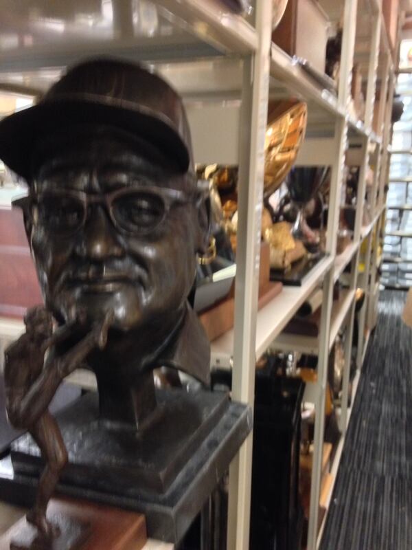 Another bust, this one of Ohio State's Woody Hayes. It was a little disconcerting to turn the corner and come face to bust with Coach Hayes.