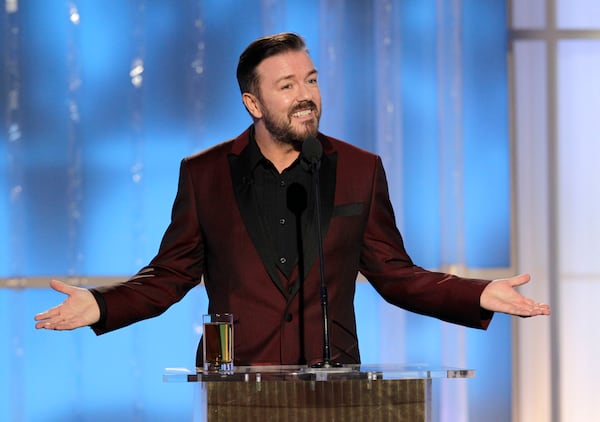 FILE  Ricky Gervais will host the 77th Annual Golden Globes. He previously hosted the he 69th Annual Golden Globe Awards at the Beverly Hilton International Ballroom in 2012.