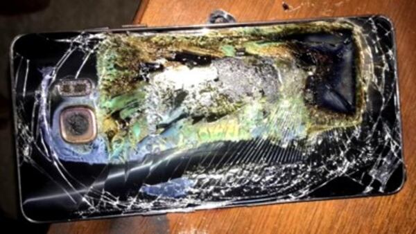 Charred Samsung phone