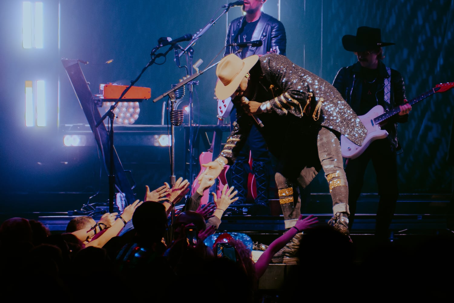 Jimmie Allen performs at the State Farm Arena on February 7, 2023. He is Carrie Underwood’s very special guest throughout the Denim & Rhinestones Tour. (Sophie Harris for The Atlanta Journal-Constitution).