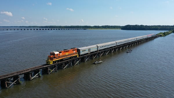 "The SAM Shortline Excursion Train crosses Lake Blackshear at Georgia Veterans State Park."
Courtesy of SAM Shortline Excursion Train