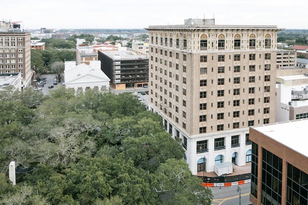 The Manger, on the southeast edge of the Johnson Square, was built as a hotel that opened in 1912 and converted to offices in 1977. It is now returning to its original use. (Justin Taylor for AJC)