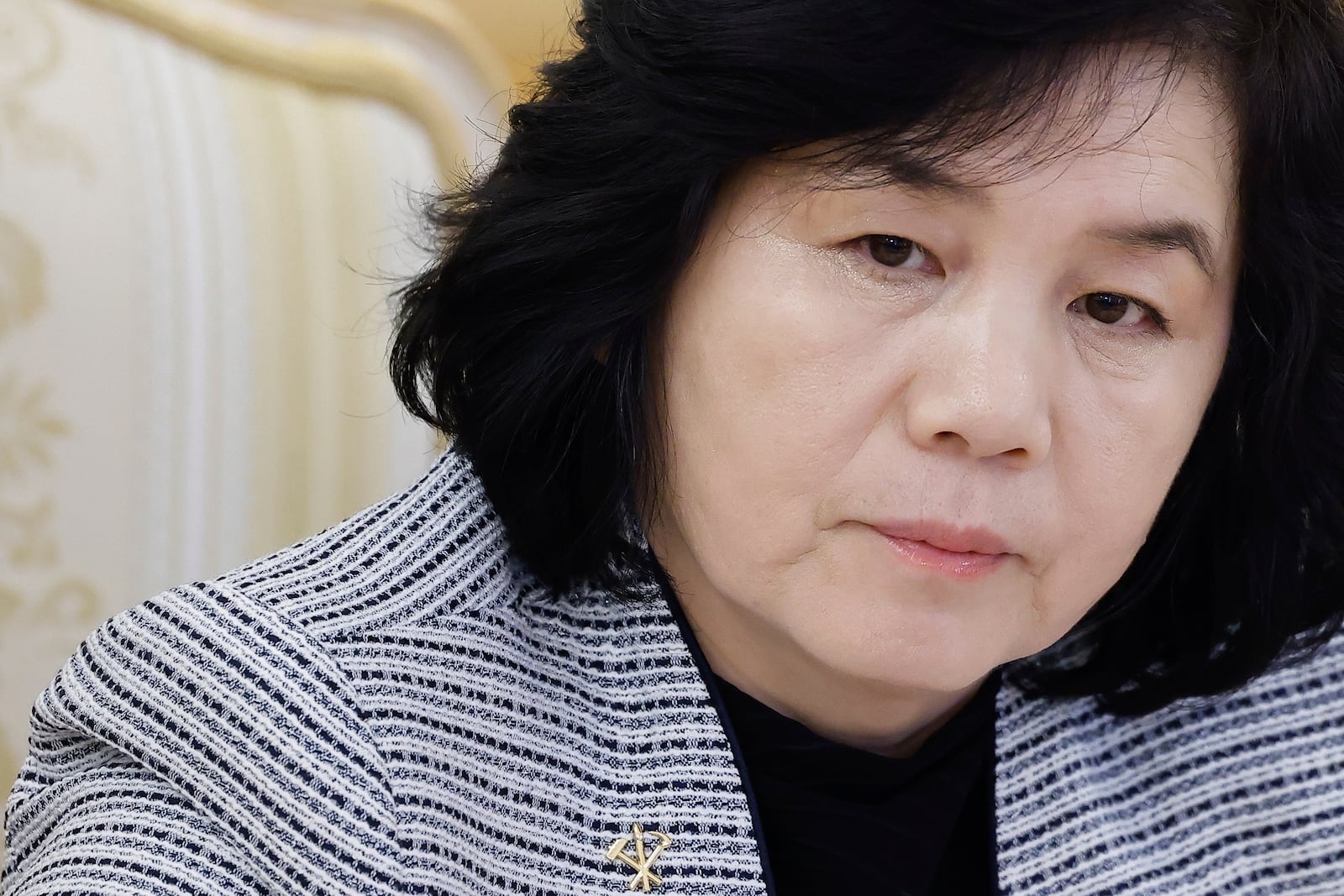 FILE - North Korean Foreign Minister Choe Son Hui listens to Russian Foreign Minister Sergey Lavrov during their talks in Moscow, Russia, on Jan. 16, 2024. (Maxim Shemetov/Pool Photo via AP, File)