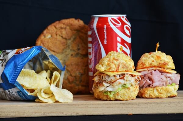 For lunch, order a mini sconewich, a sandwich made with a savory scone. Photo credit: Seven Sisters Scones