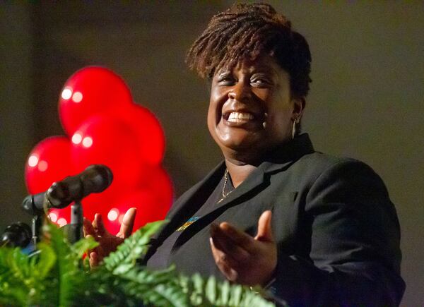 APS Superintendent Dr. Lisa Herring speaks during  Teacher Appreciation Week at Mays High School in Atlanta Friday, May 7, 2021. STEVE SCHAEFER FOR THE ATLANTA JOURNAL-CONSTITUTION