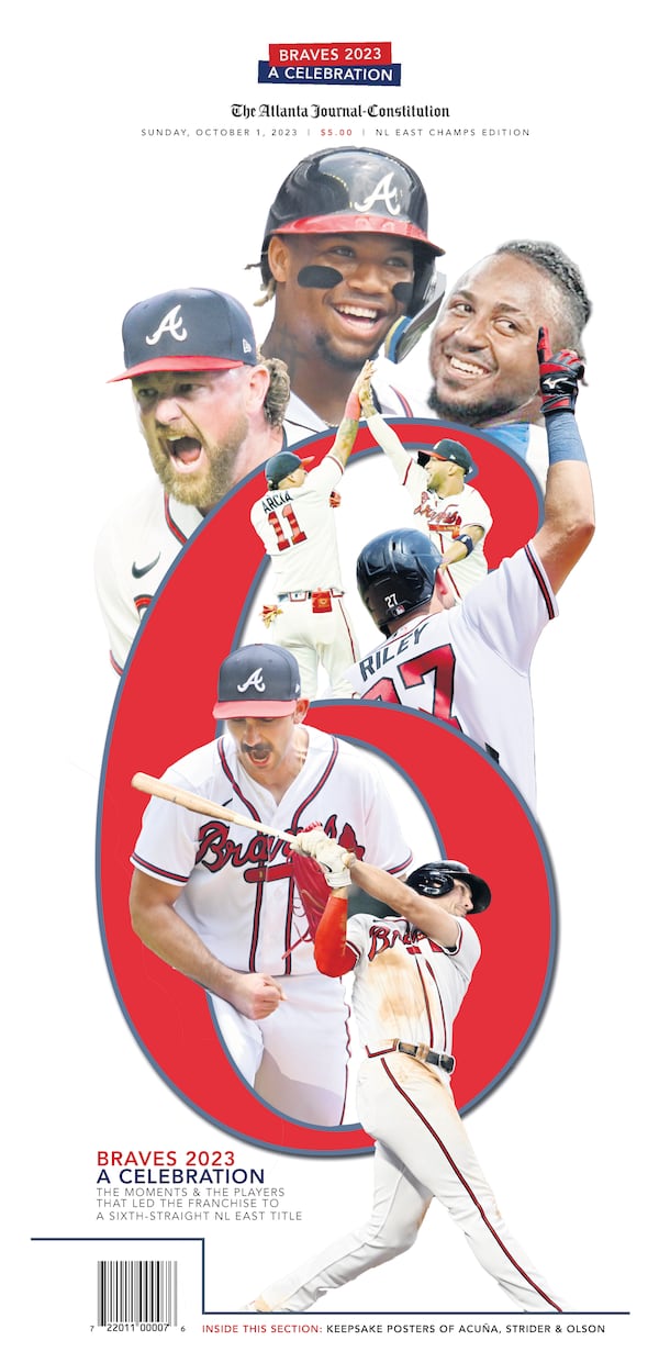 The cover of “Braves 2023: A Celebration,” a regular season recap section from The Atlanta Journal-Constitution.