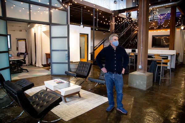 Rob Farinella, founder and CEO of Blue Sky ad agency, says he's eager to see his office space fill up with colleagues again. “I’m a social person,” he said. “I really miss being in the office. I know there are barriers to that now, so I’m like sign me up.” (STEVE SCHAEFER FOR THE ATLANTA JOURNAL-CONSTITUTION)