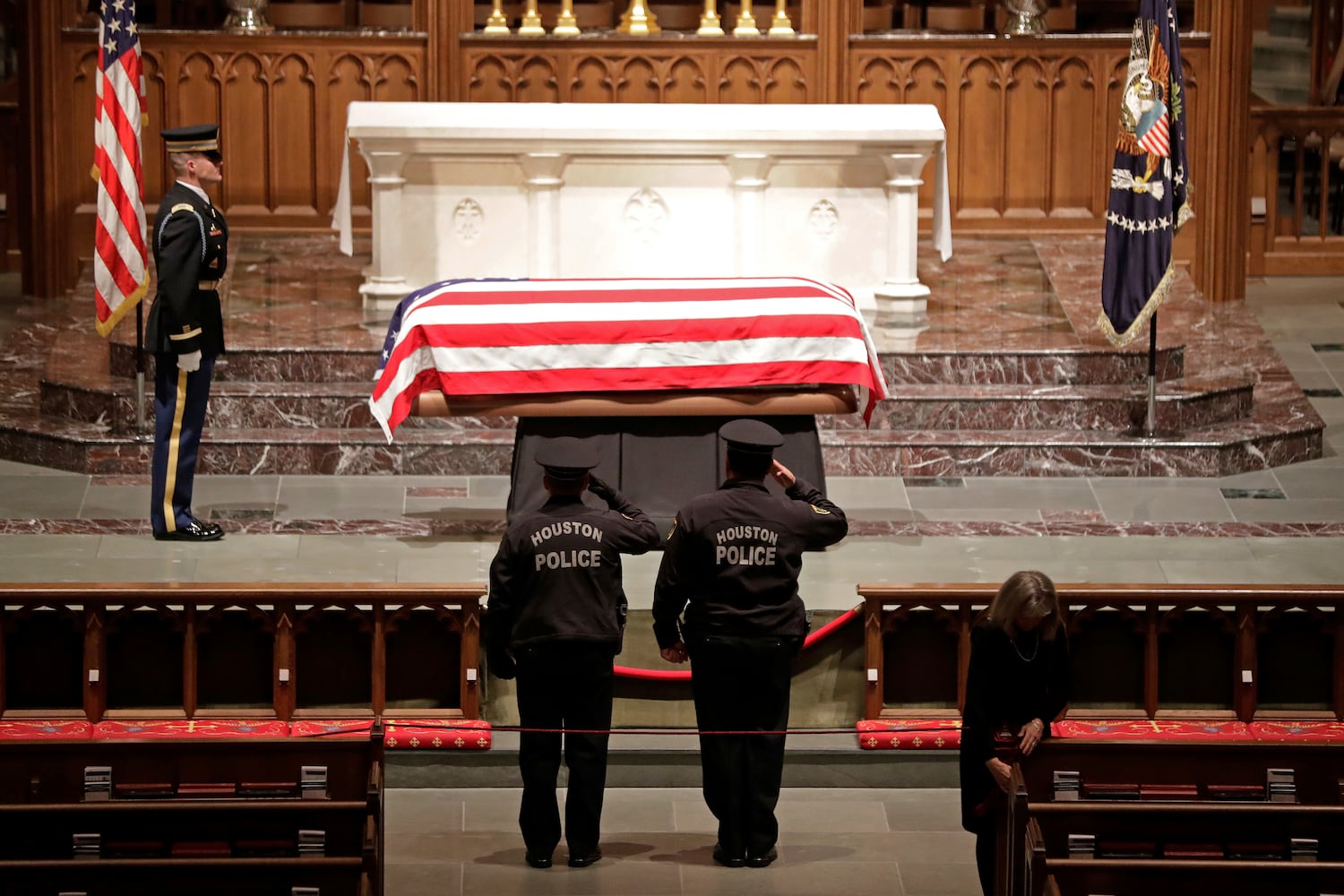 Photos: President George H.W. Bush lies in repose at Houston church