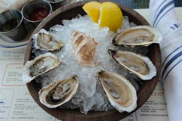 Oysters- Cape Spear Salt and Gigamoto on the half shell -- at BeetleCat. (Beckystein.com)