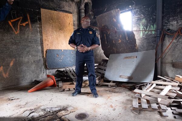 Atlanta Fire Rescue Department Chief Rod Smith leads a media tour Monday, May 22, 2023, through the department’s training tower that was built in 1960 and is no longer safe to use. (Ben Gray / Ben@BenGray.com)