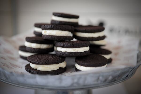 Callie's Cocoa & Cream cookies are made with two kinds of dark chocolate and filled with sweet vanilla icing. (BECKYSTEIN.COM)