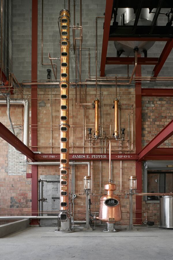 The custom-made Vendome copper still at the James E, Pepper Distillery. (Amir Peay/VisitLEX)