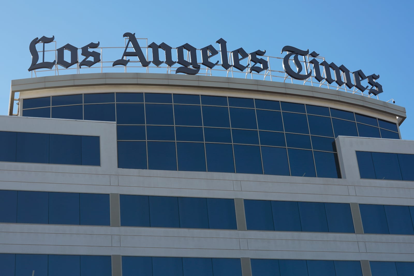 FILE - The Los Angeles Times newspaper headquarters is shown in El Segundo, Calif., Jan. 23, 2024. (AP Photo/Damian Dovarganes, File)