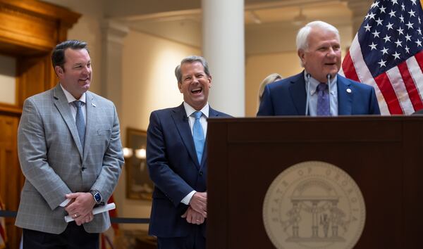 Lt. Gov. Georgia, Burt Jones (left) and Georgia House Speaker Jon Burns (right) supported the creation of a committee to examine the state's licensing process for businesses. 