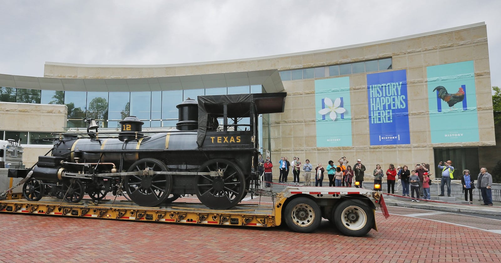 The Texas, an 1860s-era steam locomotive, arrived at the Atlanta History Center on Thursday. The Texas, which will go on exhibit at the History Center in September, went to North Carolina for refurbishing. The Texas is famed for its role along with the locomotive the General in the Civil War’s Great Locomotive Chase in 1862. BOB ANDRES / BANDRES@AJC.COM