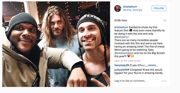 Tyler Perry and his newest leading man, Instagram hottie Brock O'Hurn.