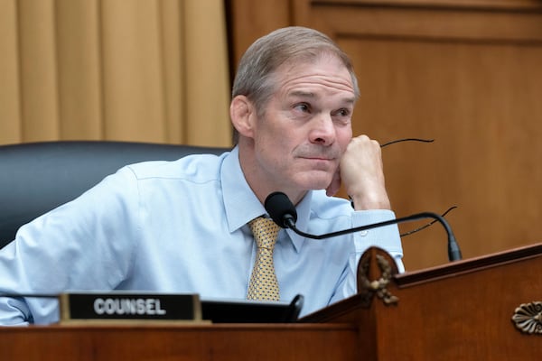 Rep. Jim Jordan, R-Ohio, chairman of the House Judiciary Committee during the House Judiciary Committee hearing on the Manhattan District Attorney's Office on Capitol Hill, Thursday, June 13, 2024, in Washington. ( AP Photo/Jose Luis Magana)