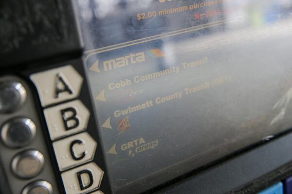 A Breeze Card machine offers riders options to purchase transit fare for MARTA, Cobb Community Transit and Gwinnett County Transit at the Doraville MARTA Transit Station in Doraville, Tuesday, February 26, 2019. (ALYSSA POINTER/ALYSSA.POINTER@AJC.COM)