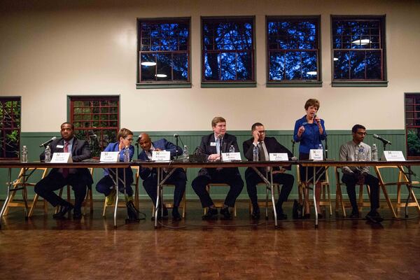 Atlanta mayoral candidate Mary Norwood talks during a candidate forum in The Trolley Barn, Wednesday, Oct. 4, 2017, in Atlanta. The federal bribery investigation of Atlanta City Hall has been thrust back into the spotlight in the mayor’s race. BRANDEN CAMP/SPECIAL