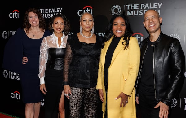 Kimberly Doebereiner, from left, Daphnée Duplaix, Tamara Tunie, Sheila Ducksworth, and Vladimir Duthiers attend Making Soap Opera History with CBS's "Beyond the Gates" at The Paley Museum on Thursday, Feb. 20, 2025, in New York. (Photo by CJ Rivera/Invision/AP)