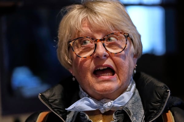 Maureen Oostdik answers a question during a town hall meeting at the George Culver Community Library Thursday, March 6, 2025, in Sauk City, Wis. (AP Photo/Morry Gash)