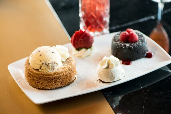 Celebration Dessert with butter cake and chocolate souffle cake. Photo credit- Mia Yakel.