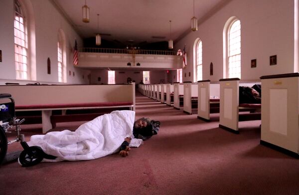 Savannah residents with no place to go were invited into a temporary shelter at St. Michael's and All Angels Episcopal Church on Waters Avenue as Hurricane Idalia moved through Georgia on Wednesday, August 30, 2023.