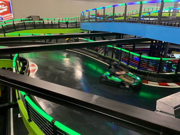 The new Andretti Indoor Karting & Games in Buford features a new tri-level track setup. RODNEY HO/rho@ajc.com