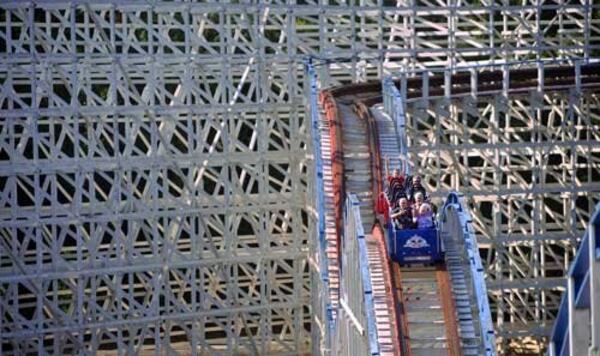 An early-morning ride on the Great American Scream Machine.